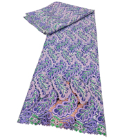 Tissu en dentelle brodée de luxe rose, motif plumes de paon, ajouré, lourdement pailleté, en tulle, pour robes de soirée africaines pour femmes
