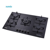Appareils de cuisine Xunda, cuisinière à gaz domestique de 90 cm, plaque de cuisson en verre trempé, multi-brûleurs, 5 brûleurs, plaque de cuisson à gaz encastrée, usage domestique