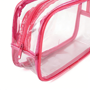 Factory Low MOQ Large Capacity PVC Travel <b>Makeup</b> Zipper <b>Bag</b> Clear <b>Transparent</b> Waterproof Cosmetic Pouch with Custom Pattern Logo - Product Image 4