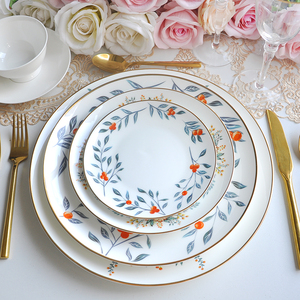 <span class=keywords><strong>Platos</strong></span> de <span class=keywords><strong>porcelana</strong></span> dorados más populares para la cena, vajilla de cerámica usada para restaurante de boda - Product Image 1