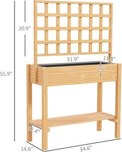 <span class=keywords><strong>Jardinière</strong></span> surélevée moderne en bois écologique <span class=keywords><strong>avec</strong></span> treillis, bac de plantation surélevé, étagère de rangement pour fleurs et légumes, pour la maison et l'extérieur - Product Image 3