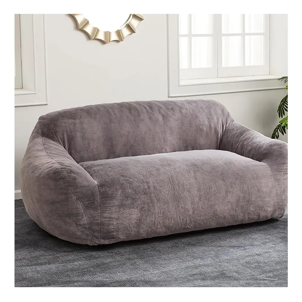 Cadeira de saco de feijão grande para sala de estar de adultos, sofá com capa de pele sintética macia e saco de feijão gigante