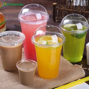 Customized 12 16 18 20 32oz Eco Friendly Biodegradable Disposable PLA Clear Drinking Cups for Cold Drink with lids