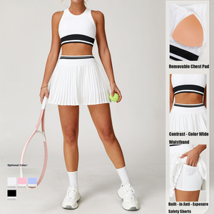 Logo personnalisé Costumes d'extérieur Vêtements de sport Jupe de <span class=keywords><strong>tennis</strong></span> Vêtements de sport Ensemble de yoga Ensembles pour femmes - Product Image 2