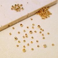 Perles Facettées 18K, Petites Perles Rondes Brillantes en Or Véritable, Entretoises DIY pour la Fabrication de Bijoux, Composants et Accessoires