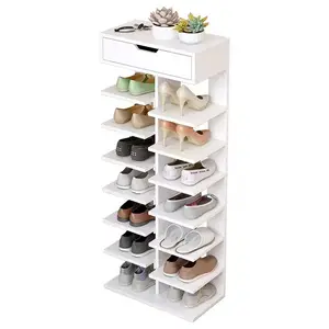 Étagère à chaussures moderne en bois à plusieurs niveaux, armoire de rangement de chaussures simple et bon marché pour la maison, étagère à chaussures double face avec tiroir sur le dessus