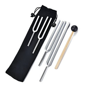 Juego de Diapasones Profesionales para Chakras de 128, 256, 512 y 1024 Hz con Martillo, Instrumentos Personalizados, Proveedor Mayorista - Product Image 1