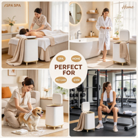 Chauffe-serviettes certifié ETL grande capacité 23L avec minuterie réglable et compartiment pour pastilles aromatiques pour salle de bain et spa