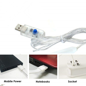 Rideau lumineux pour fenêtre 3x3 mètres/9,8*9,8 pieds, 300 LED, 8 fonctions, télécommande, charge USB, fil de cuivre, rideau lumineux Eid avec crochet - Product Image 3