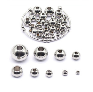 Cuentas lisas de acero inoxidable de 8mm para fabricación de joyas, cuentas sueltas de Metal redondas para pulsera - Product Image 2