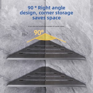 Estante de Esquina Triangular para Baño, de 2 Niveles, de Aleación de Aluminio, Montado en la Pared, Organizador Ahorrador de Espacio para Almacenamiento en la Ducha - Product Image 6