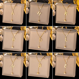 Jachon alla moda 26 lettera ciondolo in acciaio inox collana a forma di <span class=keywords><strong>Y</strong></span> con iniziale non sbiadisce gioielli moda gioielli collane - Product Image 1