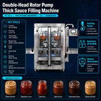 Machine de remplissage à pompe rotative à double tête servo pour pâtes épaisses, sauces, beurre de cacahuète, confiture, miel 20-40 BPM