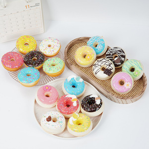 Large PU realistic donut food toy model, realistic dessert cake bread refrigerator magnet, dessert <b>table</b> decoration. - Product Image 2