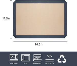 6 재사용 가능한 0.7mm 두꺼운 회색/베이지 실리콘 베이킹 매트 세트 논스틱 온도 480 ° F 마카롱 디자인 원형 베이킹 접시 팬 - Product Image 6