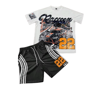 Ensembles courts pour hommes de haute qualité, respirants, avec impression personnalisée, 100 % coton jersey épais, vierges et unis - Product Image 1