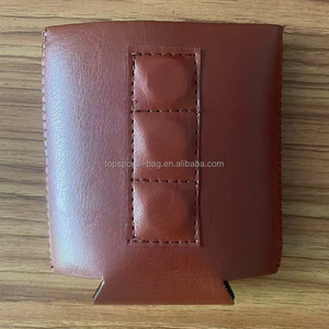 Wholesale Insulated <strong>Magnetic</strong> Soda Can Cooler Waterproof Debossed PU Leatherette Beer Can <strong>Sleeve</strong> - Product Image 2
