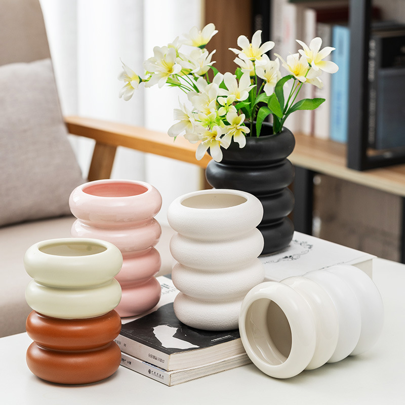 丸い 花瓶 陶器 モダン 花瓶 中古 侘寂風 枯れ枝 レトロ 粗陶器