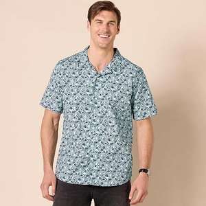 เสื้อเชิ้ตผู้ชายทรงเข้ารูป ผ้าฝ้ายถัก 100% แขนสั้น ติดกระดุม สำหรับวันหยุดฤดูร้อน ระบายอากาศได้ดี สกรีนโลโก้ตามสั่ง คอตั้ง พิมพ์ลาย - Product Image 1