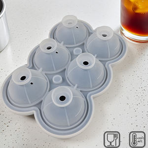 Molde de silicona para cubitos de hielo con tapa, esférico, de grado alimenticio, tipo embudo, con 6 cavidades, para hacer cubitos de hielo caseros. - Product Image 2