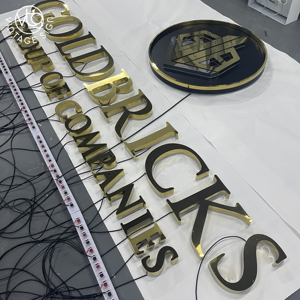 Panneau de signalisation de magasin Pullup Gold Metal Steel Signs Backlit Led Chan Solar Power Back Lit Channel Letter avec haute qualité - Product Image 4
