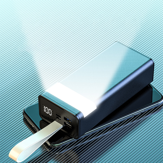 New High Quality Original Portable High MAh 30000mAh Led Torch Flashlight Powerbank 30000mAh Type C Power Bank with Strong Light