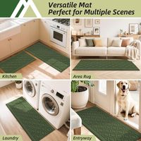 Tapis de cuisine modernes en polypropylène tufté absorbant, vert, antidérapants et anti-fatigue pour l'aire de l'évier