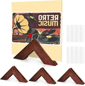 Vinyl Record Display LP Floating Shelf No Drill Wooden Vinyl Record Holder Wooden Triangle Vinyl Record Stand Wall Mount