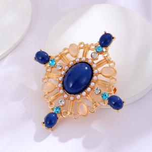 DRAL1109 croix incrustée strass <span class=keywords><strong>broche</strong></span> Style baroque évidé Imitation <span class=keywords><strong>Lapis</strong></span> <span class=keywords><strong>Lazuli</strong></span> <span class=keywords><strong>broche</strong></span> palais rétro perle <span class=keywords><strong>broche</strong></span> - Product Image 3