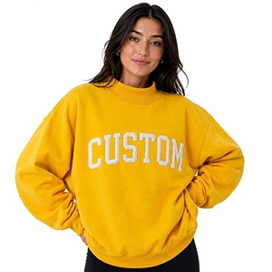 Sweat-shirt à col montant jaune de qualité supérieure pour la vente en gros, coupe ample, épaules tombantes, manches longues - Product Image 1