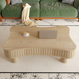 Table basse relevable 42 pouces avec panneau cannelé, rangement dissimulé, levage hydraulique silencieux, coins de sécurité incurvés, pour salon - Product Image 3