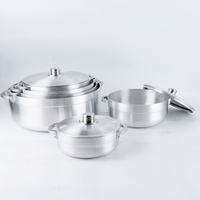 Ensemble de Batterie de Cuisine Familial Professionnel de 12 Pièces, Casserole et Marmites en Aluminium Meulé, pour Restaurants et Usage Domestique, Meilleures Ventes