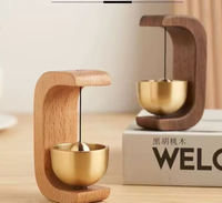 Cloche à vent moderne en laiton, style japonais, en bois massif, pour réfrigérateur, accessoires de décoration intérieure, artisanat, cadeau en métal