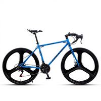Vélo de route à guidon courbé, cadre en acier à haute teneur en carbone, freins à disque à vitesse variable, pédales ordinaires, vélo de course