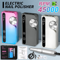 Perceuse à ongles portable professionnelle et lime électrique rechargeable 45000 tr/min pour l'enlèvement des ongles acryliques et du vernis à gel