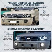 Paires de phares LED pour Nissan Patrol Y61 2003-2006, compatibles, installation directe, plug and play, ensemble de phares avant gauche et droit