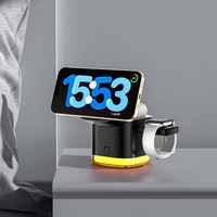 Chargeur sans fil magnétique pliable 5-en-1 AFY premium amélioré 25W rapide pour téléphone, montre et écouteurs avec veilleuse