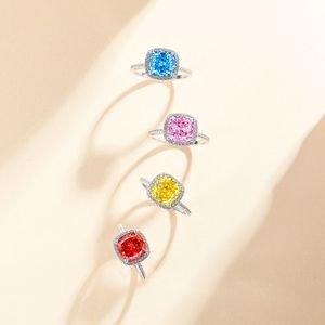 Anillo Halo con Corte Cojín de Plata de Ley S925 con Aspecto de Moissanita para Mujer, Joyería de Compromiso de Lujo - Product Image 3