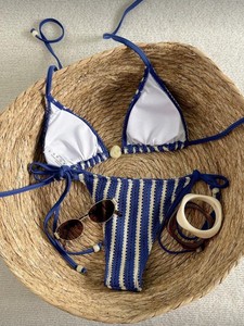 Nouveau style 2026 – Maillot de bain deux pièces sexy en maille tricotée à rayures, avec bandeau et sans bretelles - Product Image 5