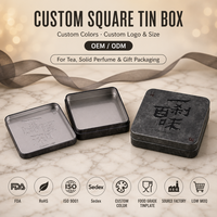 Caja de Hojalata Cuadrada Personalizada con Diseño de Caligrafía China para Té, Perfume Sólido, Embalaje de Regalo, Logotipo Personalizado OEM ODM