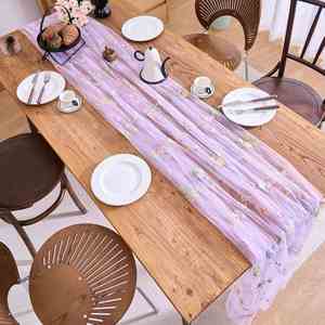 Camino de Mesa de Tul Bordado con Encaje Floral, 10 pies x 30 pulgadas (Morado) - Decoración para Bodas y Festividades - Product Image 4