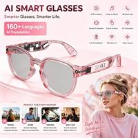 Lunettes intelligentes de traduction en temps réel avec IA, caméra 8MP, commande vocale ChatGPT, Wi-Fi 6, appels Bluetooth, lecture de musique, réunions d'affaires