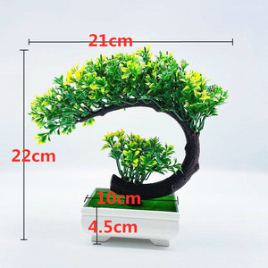 Bonsaï Qi Xing Moon Tree en plastique, plante en pot de 22 cm, fleur artificielle, mini paysage, décoration d'intérieur - Product Image 2