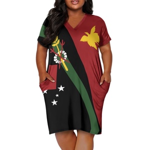 Papua New Guinea Mô Hình Của Phụ Nữ Ăn Mặc Dropship In Trên Nhu Cầu V Cổ Dresses Cá Tính Cổ Điển Cộng Với Kích Thước Váy Dành Cho Phụ Nữ - Product Image 2