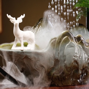 Fontaine d'eau de méditation <span class=keywords><strong>Zen</strong></span>, décoration de table intérieure, fontaine d'eau de table chinoise avec rochers simulés, cadeau porte-bonheur pour bureau - Product Image 6
