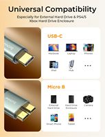 Kabel USB C ke Micro B LISEN 2026 10Gbps dengan Jalinan Nilon, Kabel Data Kecepatan Tinggi Tipe C untuk Hard Disk Seagate WD Toshiba SSD HDD