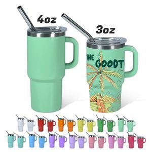 Custom Logo 3oz 4oz Mini Tumbler Handle Stainless Steel Cute Wine <b>Cup</b> Shot Glass Tumbler With <b>Lids</b> <b>Straw</b> - Product Image 5
