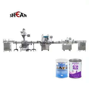 Máquina de llenado de latas de leche en polvo/Latas de leche en polvo automáticas Llenado de enlatado Máquina de llenado, tapado y etiquetado Línea de producción