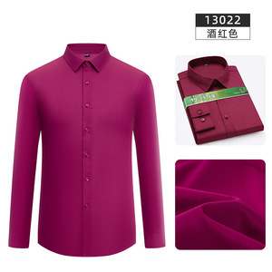 Camicia in fibra di bambù camicia a maniche lunghe tinta unita elastico non stiratura <span class=keywords><strong>professionale</strong></span> camicia monopetto - Product Image 3