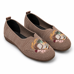 2026 Mujeres Bordado Retro Flying Knit Zapatos Planos Ligeros Flexibles Suela Pvc Calzado Casual Diario Zapatos De Mujer - Product Image 3
